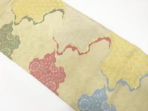 アンティーク　霞取りに花・古典柄織り出し袋帯（材料）